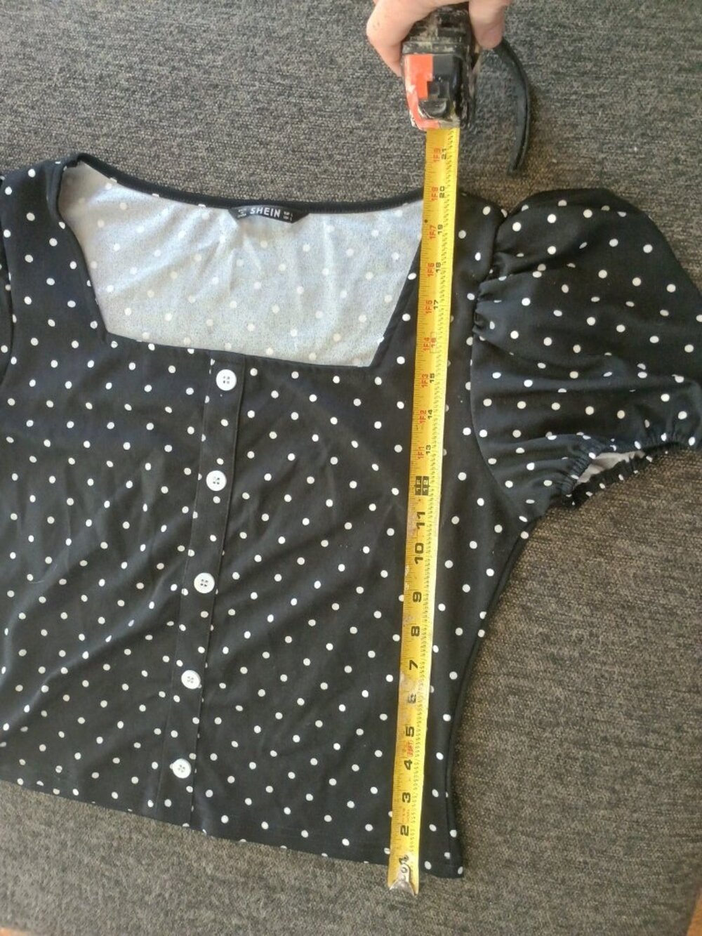 SHEIN black & white Polka Dot button down Top LARGE - Picture 4 of 6